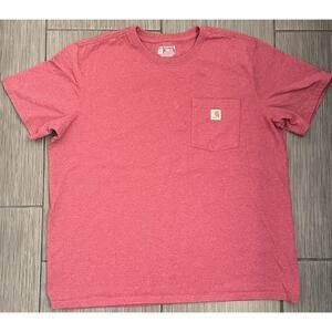 Carhartt Mens Burgundy Pocket T-Shirt Loose Fit Casual Work Wear Size XXL